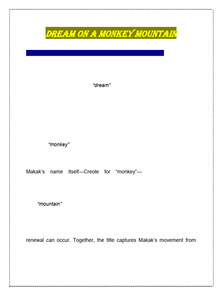 Symbolism in Dream on Monkey Mountain | PDF | Spirituality ...