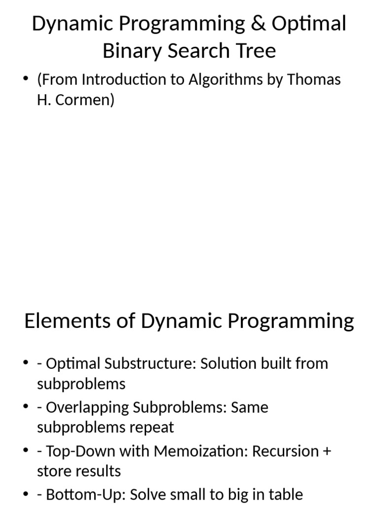 Elements DP Optimal BST | PDF