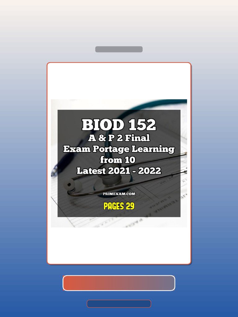 Test Bank for BIOD 152 a P 2 Final Exam Portage Learning From 10 Latest ...
