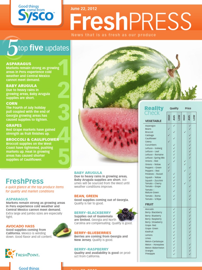 Fresh Produce Market Update Report | PDF | Berry | Fruit