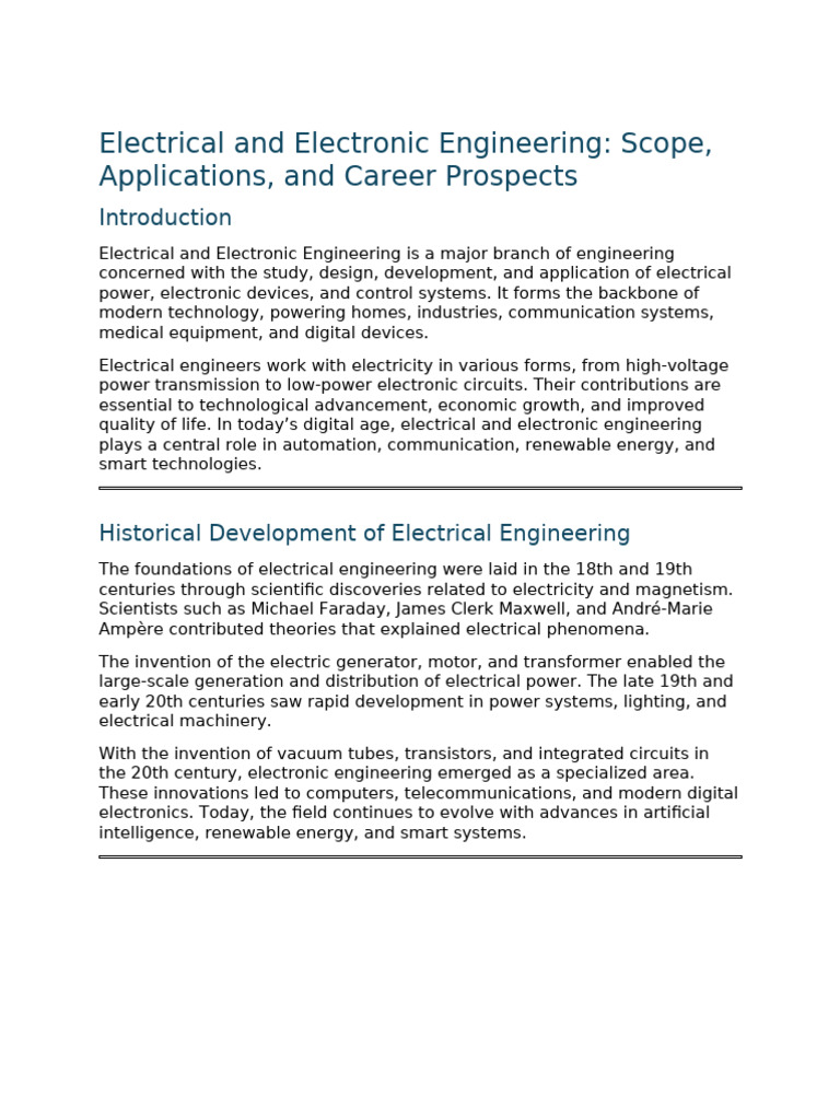 Electrical Engineering Careers & Scope | PDF | Electricity | Electrical ...