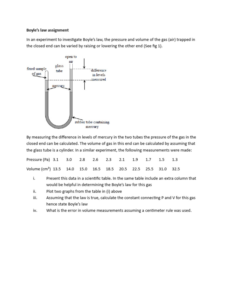 Boyle's Law Experiment Analysis | PDF
