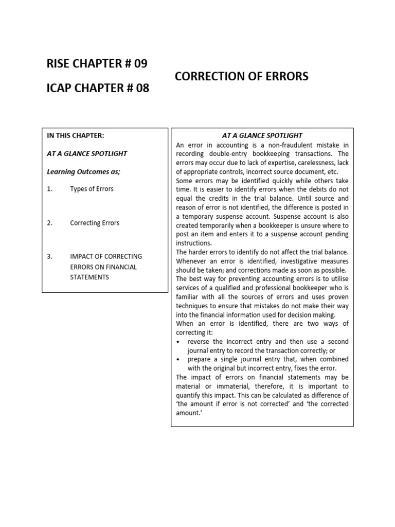 Correcting Accounting Errors Explained | PDF | Debits And Credits ...