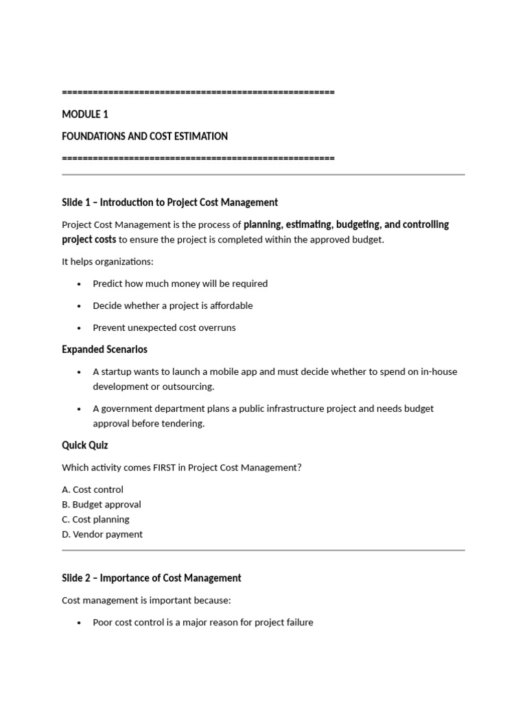 Project Cost Management Essentials | PDF | Risk | Business