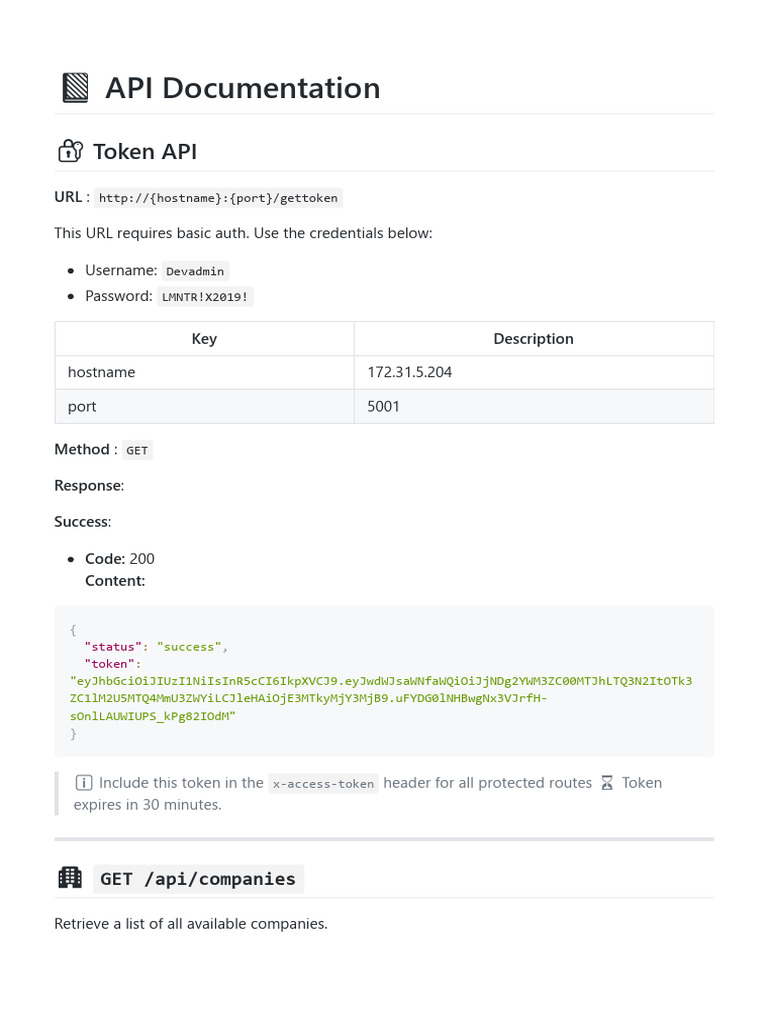 Token API Documentation Guide | PDF | Internet | Software