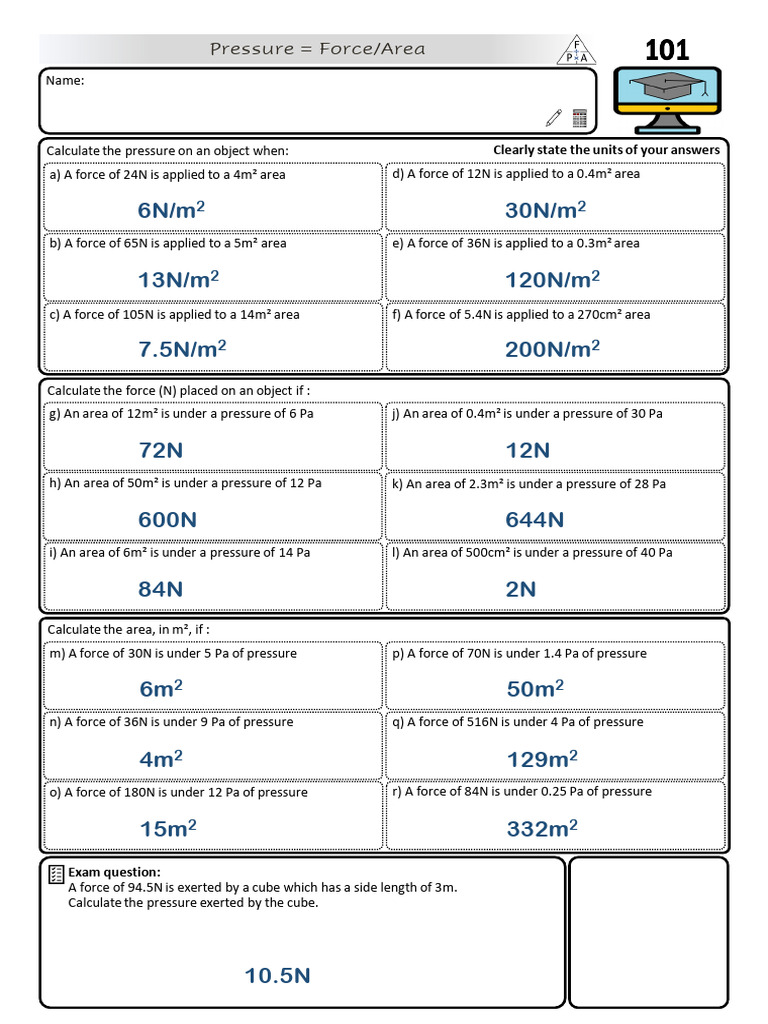 Pressure Calculations and Examples | PDF