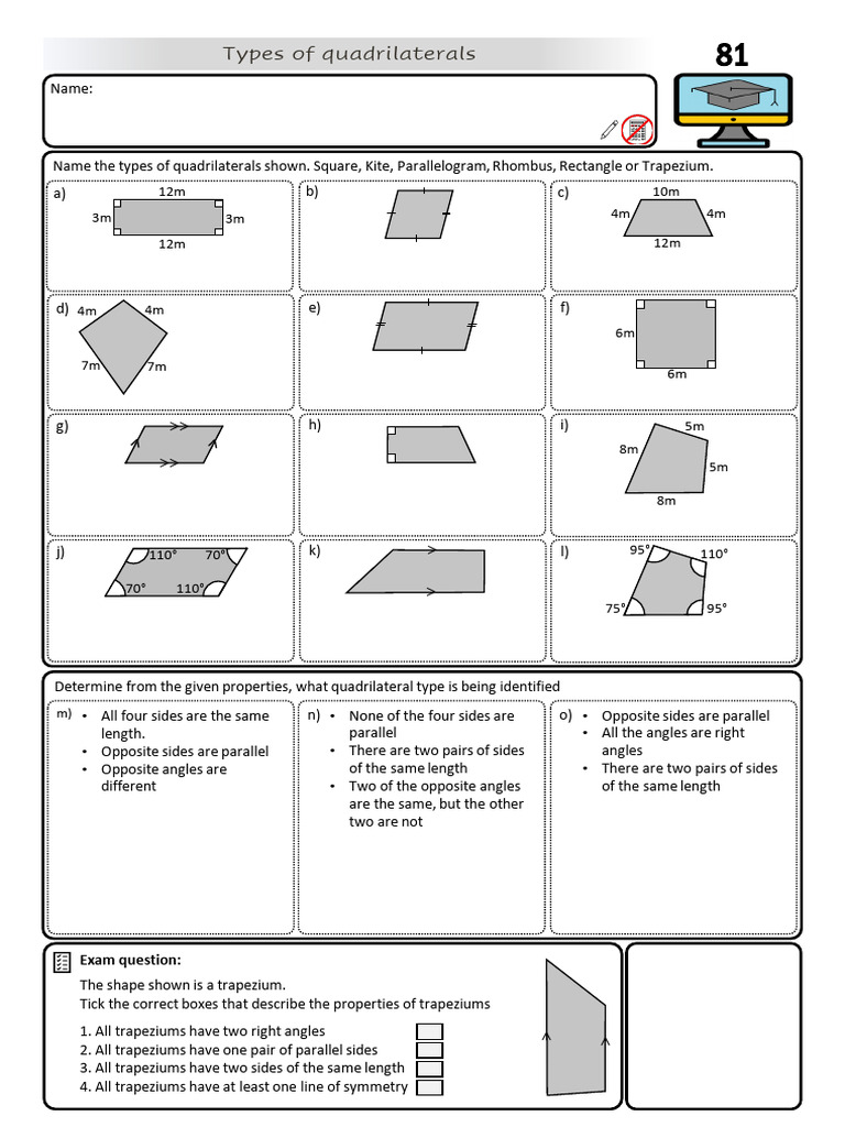 Types and Properties of Quadrilaterals | PDF | Geometry | Geometric Shapes