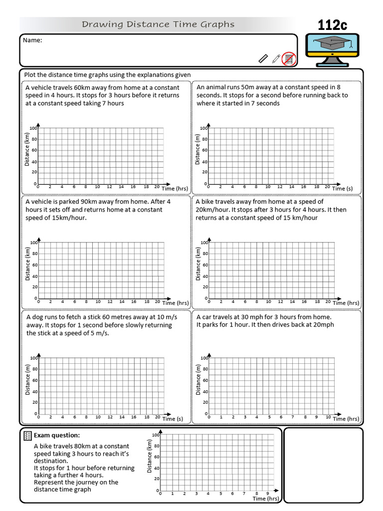 Drawing+Distance+Time+Graphs+(112c) q | PDF | Speed | Rates