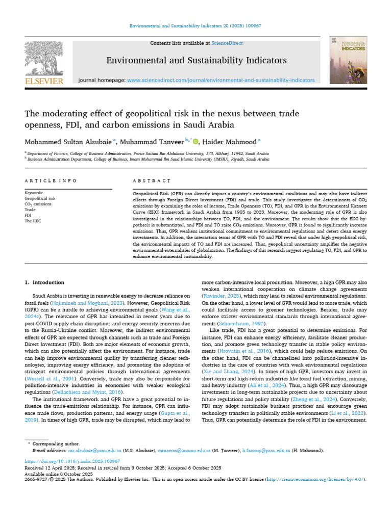 4The Moderating Effect of Geopolitical Risk in the Nexus Between Trade ...