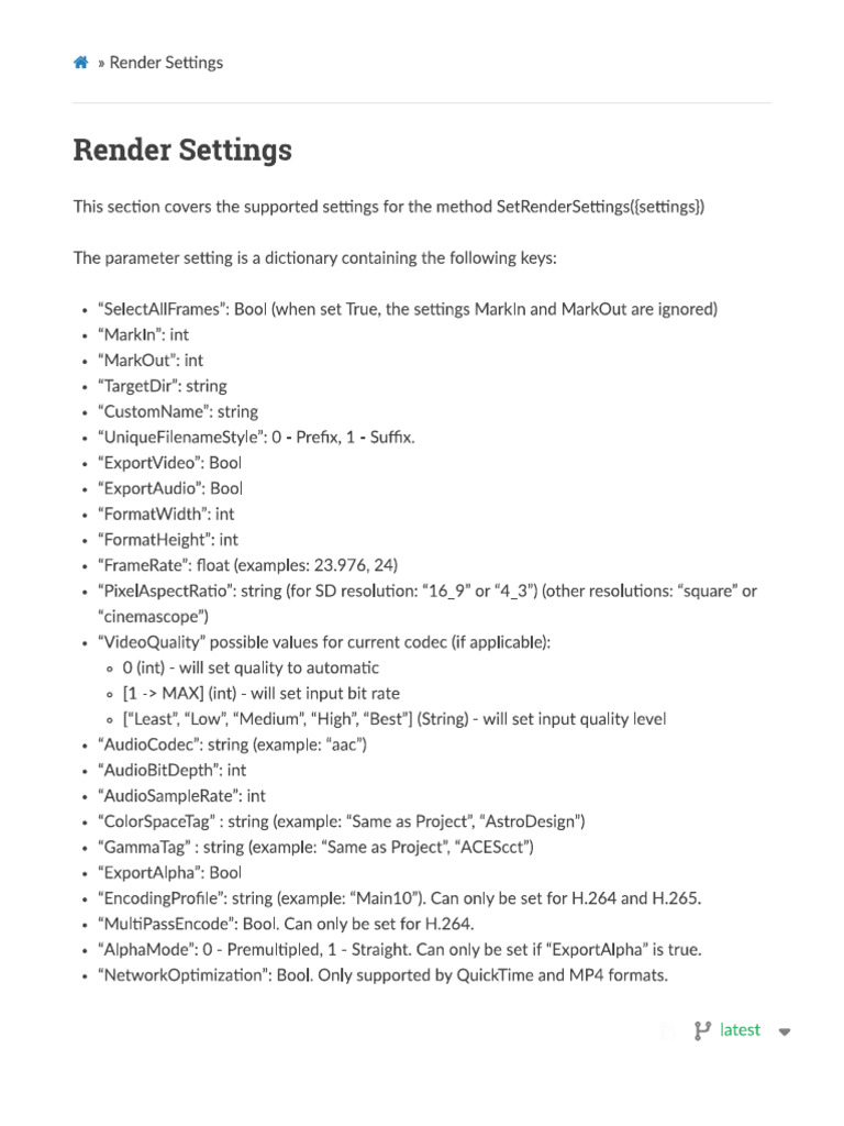 Render Settings | PDF