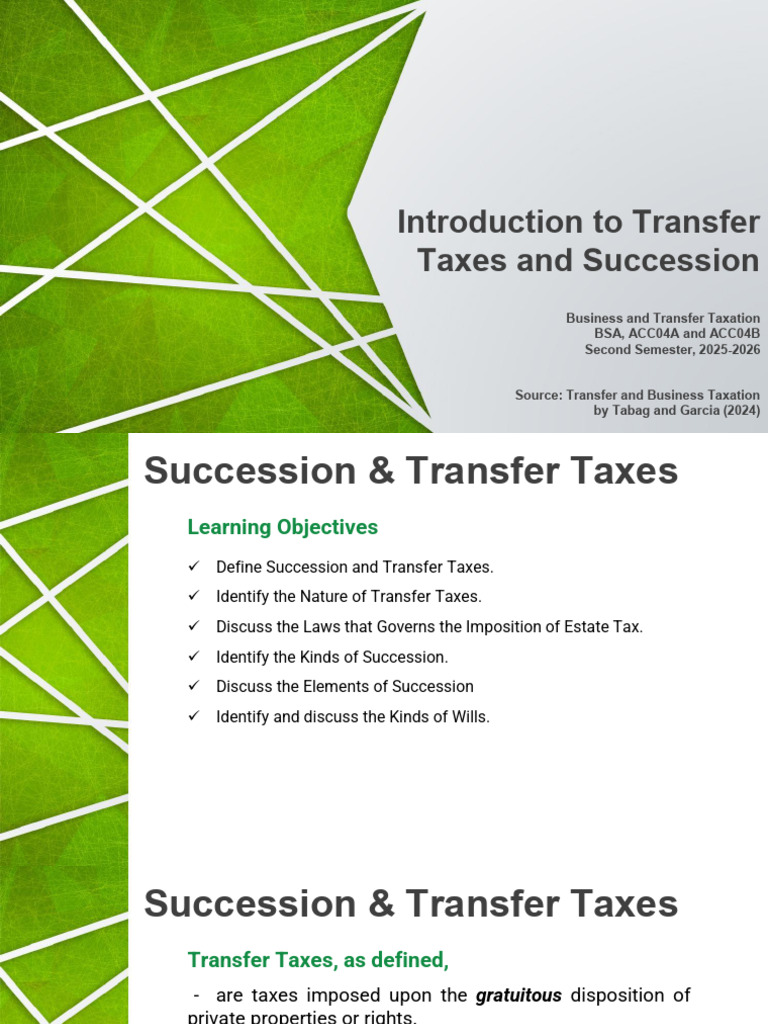 Understanding Transfer and Succession Taxes | PDF | Will And Testament ...