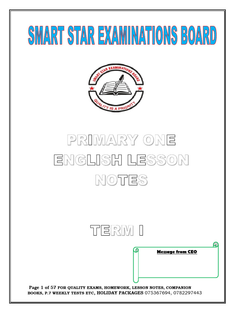 Primary One English Lesson Notes | PDF | Classroom | Teachers