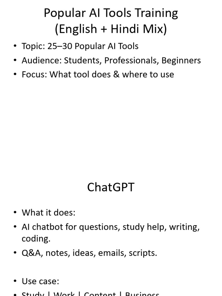 Top 30 AI Tools for Students & Professionals | PDF | Computing | Software