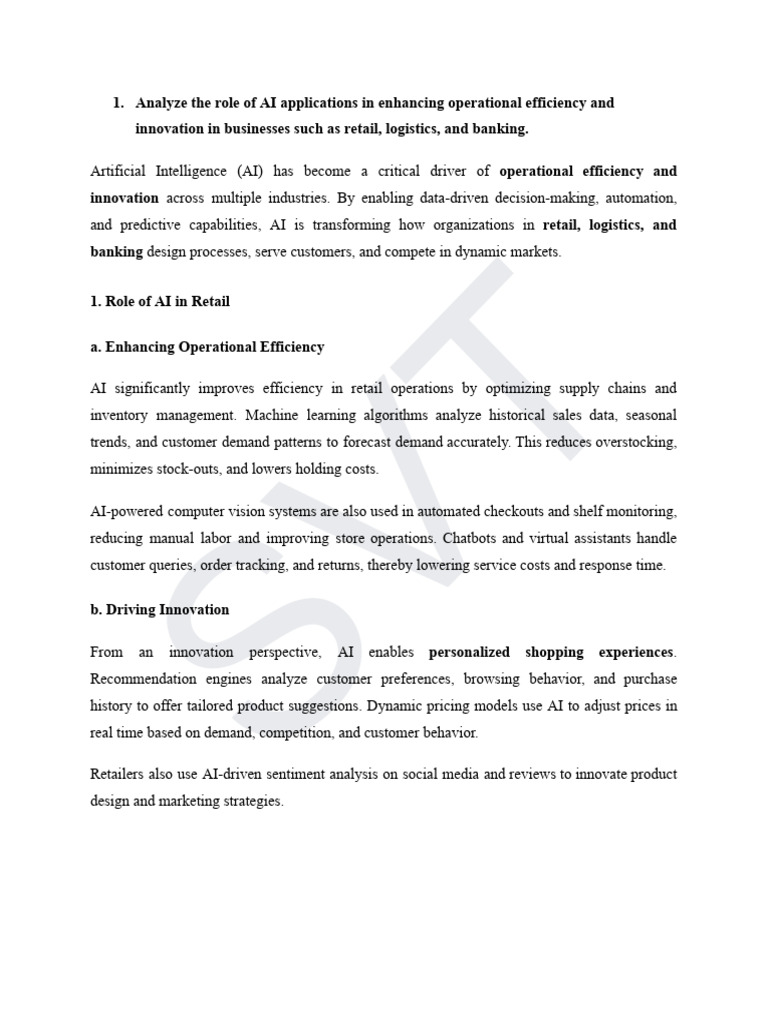 AI's Impact on Business Efficiency & Innovation | PDF | Machine ...