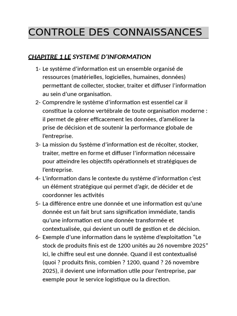 Comprendre le Système d'Information | PDF | Système d'information | Données