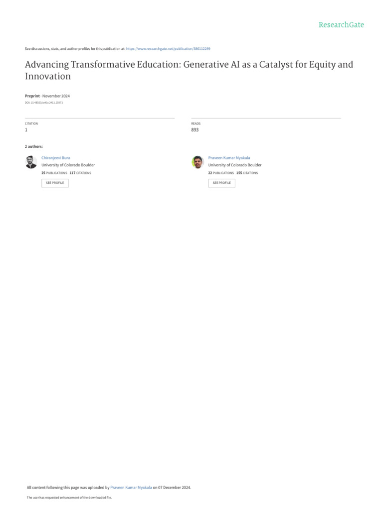 Generative AI in Transformative Education | PDF | Artificial ...