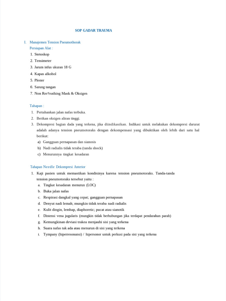 Sop Trauma | PDF