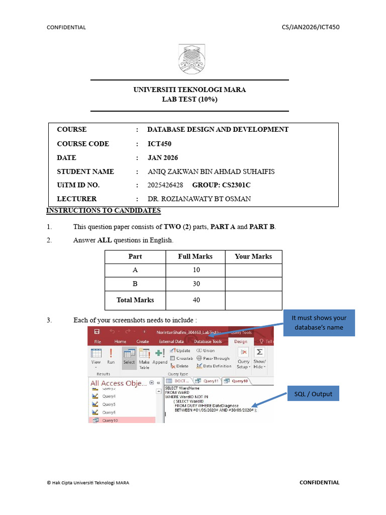 Database Design Lab Test Instructions | PDF | Databases | Data Management