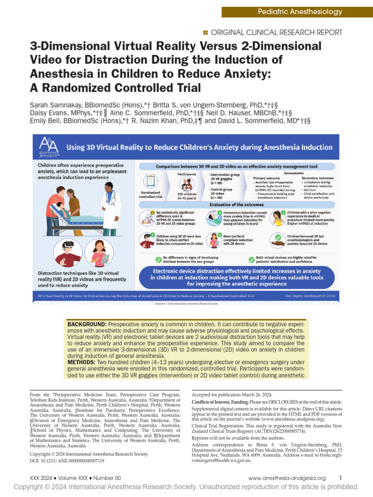 3 Dimensional Virtual Reality Versus Source Anesth Analg So 2024 | PDF ...