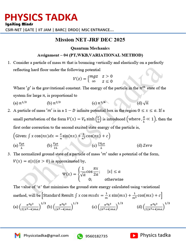 Quantum Mechanics Assignments for Exams | PDF | Perturbation Theory ...