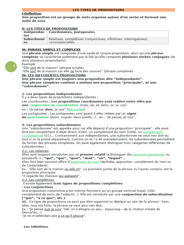 Types de propositions en grammaire | PDF | Clause | Phrase