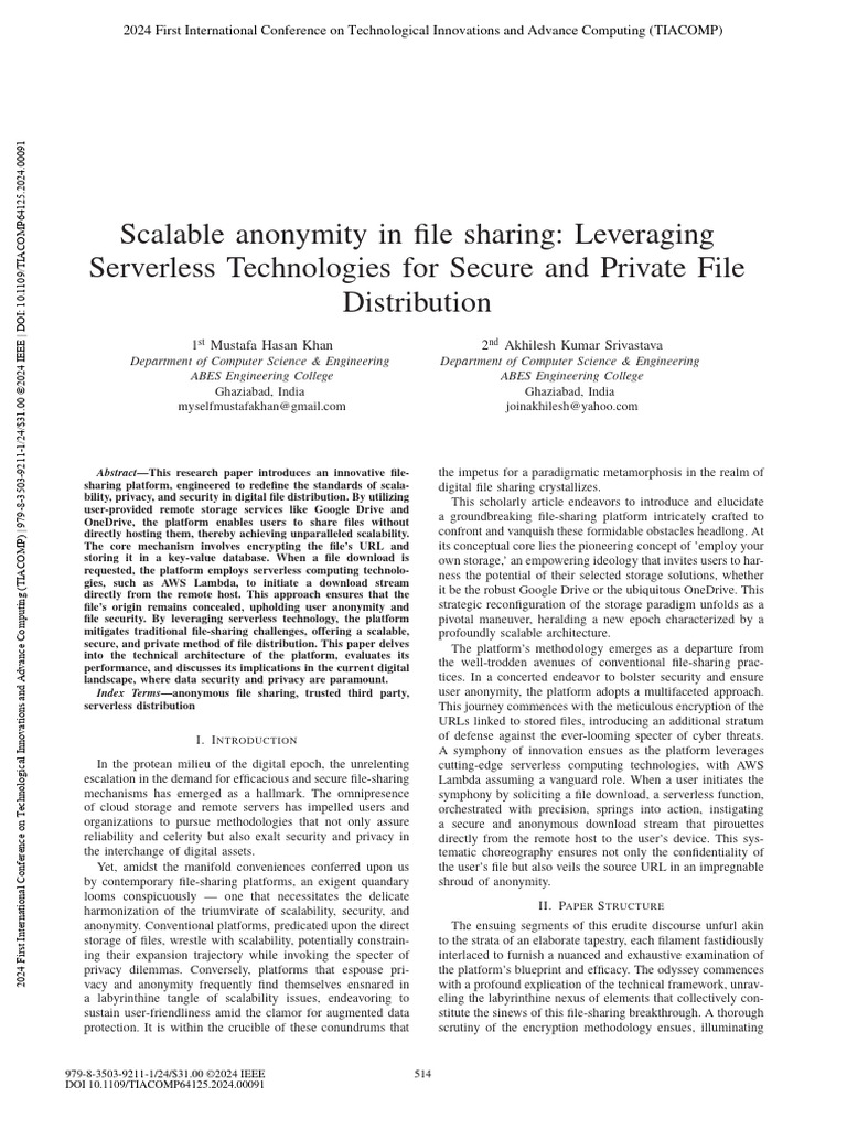 Secure Serverless File Sharing System | PDF | Cloud Computing | Privacy