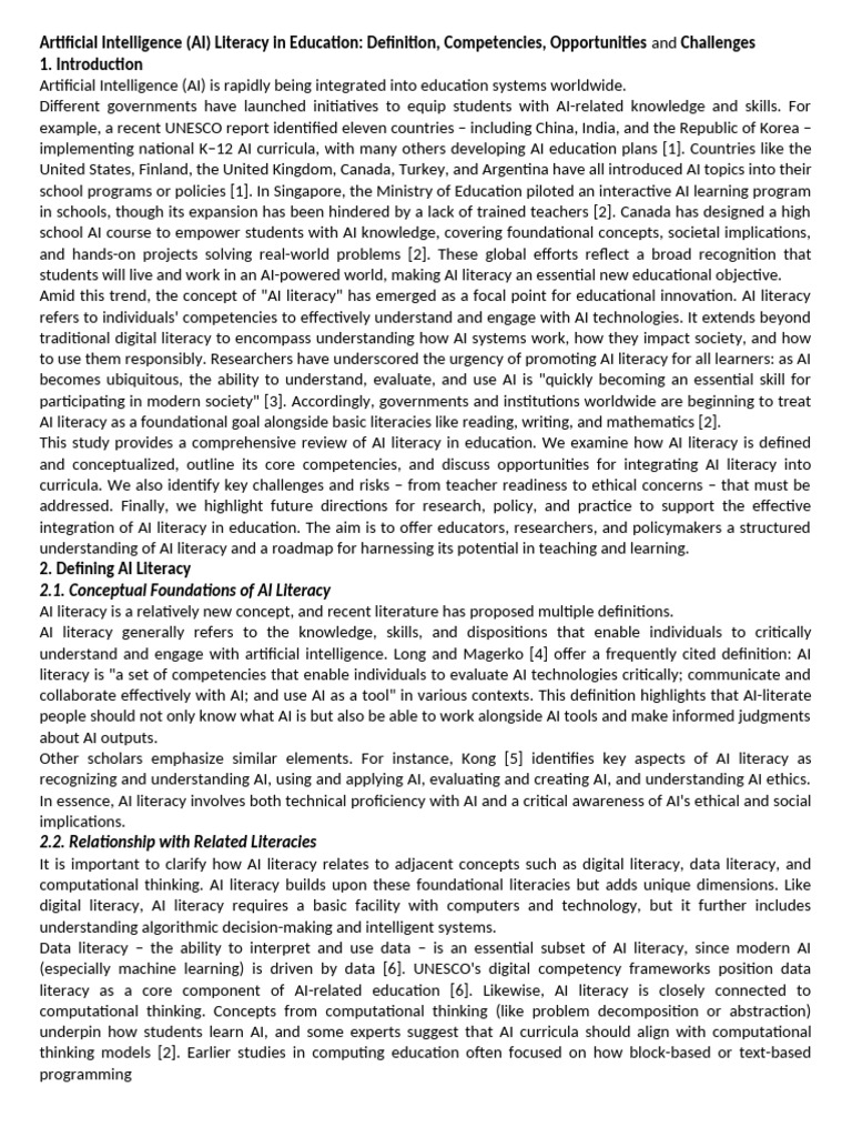 AI Literacy in Education: Key Insights | PDF | Artificial Intelligence ...