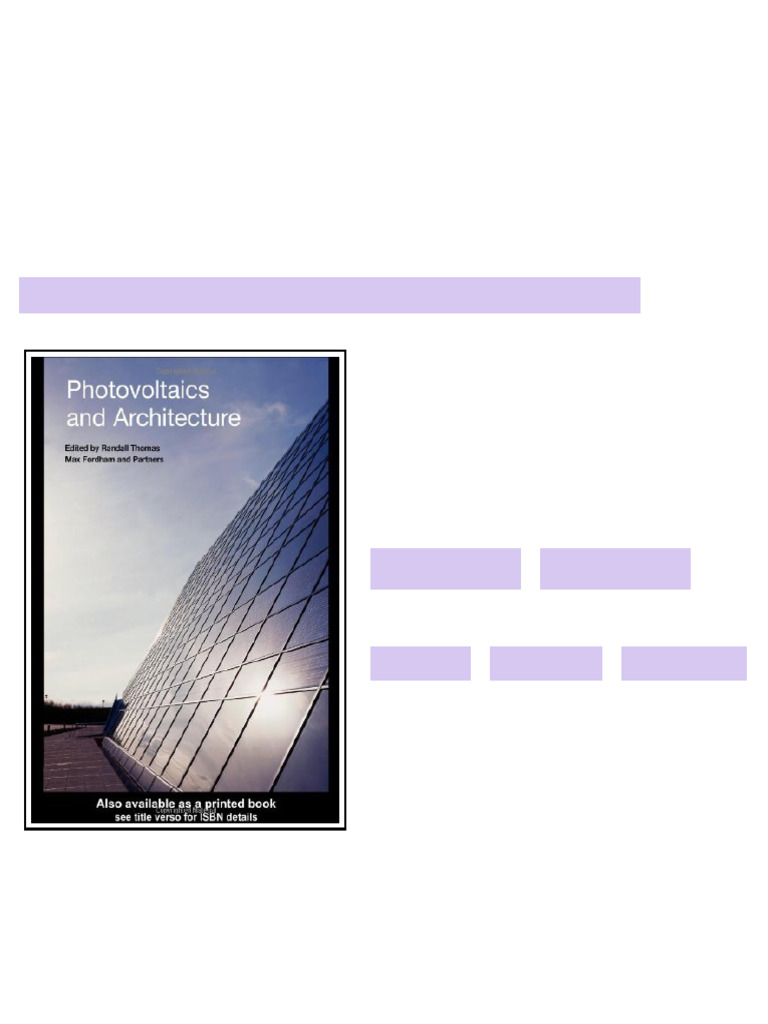 Photovoltaics and Architecture 1st Edition Randall Thomas Ready to Read ...