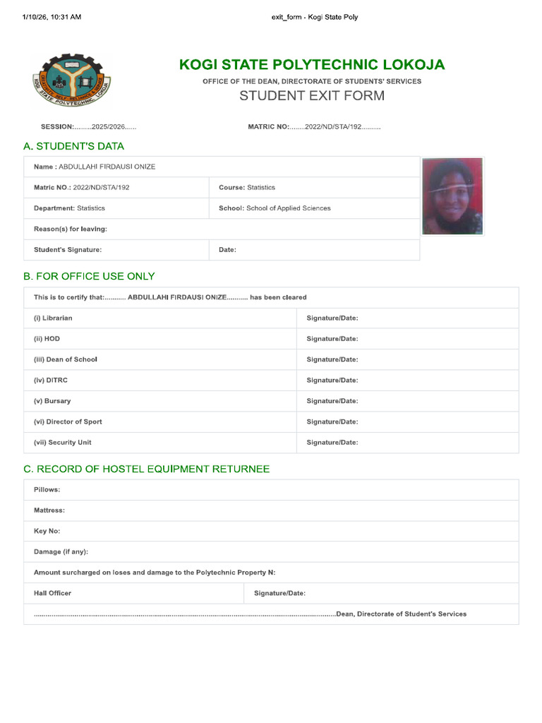 Exit Form 083753 | PDF