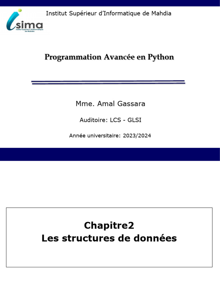 Structures de données en Python | PDF | Python (Langage de ...