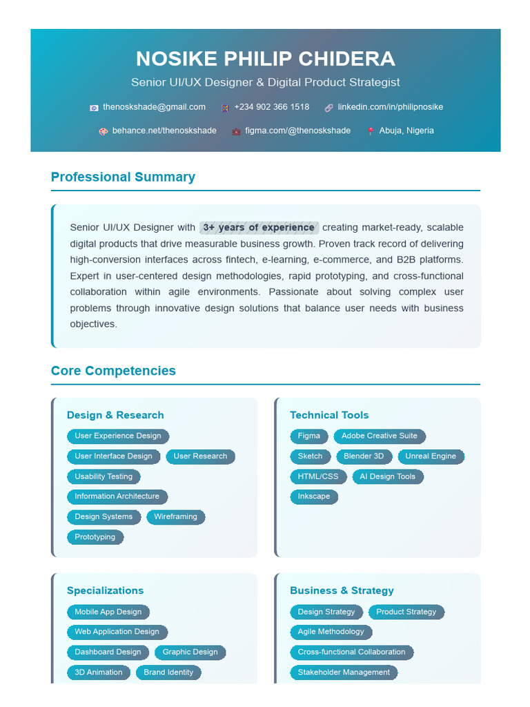 Senior UI/UX Designer Profile & Expertise | PDF | Customer Relationship ...