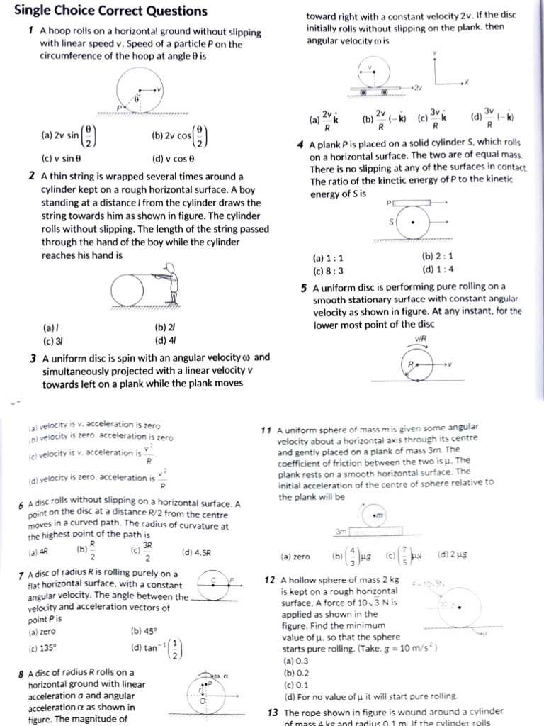 Mechanics of Rolling Objects: Questions | PDF | Velocity | Kinetic Energy