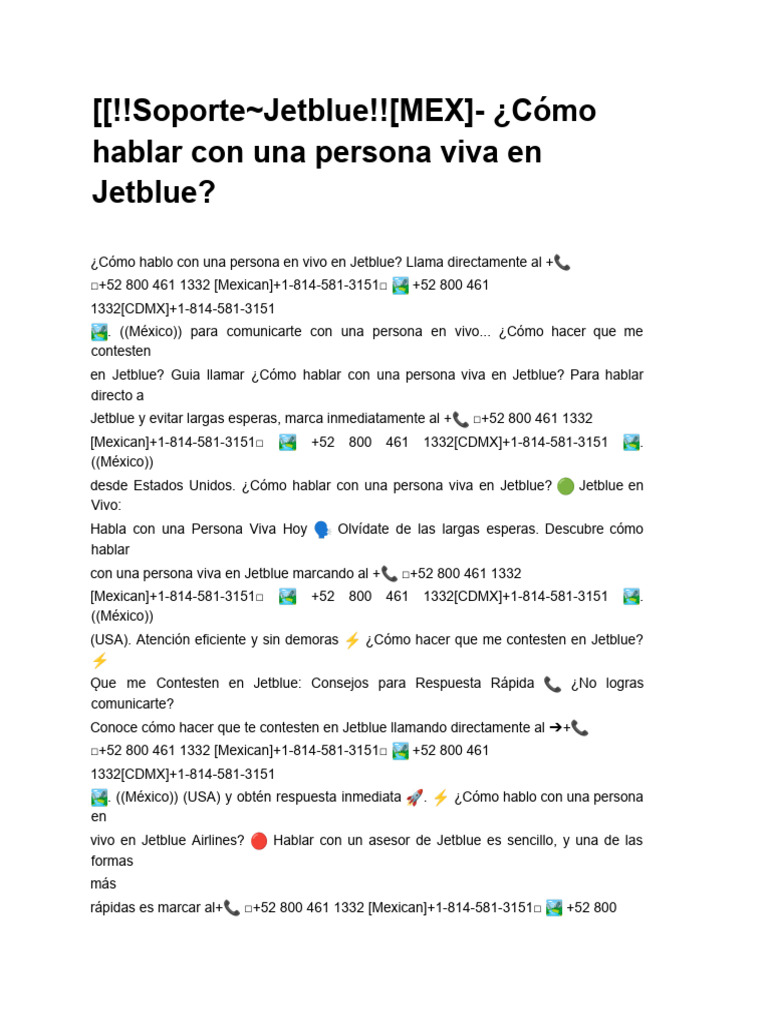 soporte Jetblue!! (MEX) - ¿Cómo Hablar Con Una Persona Viva en Jetblue ...