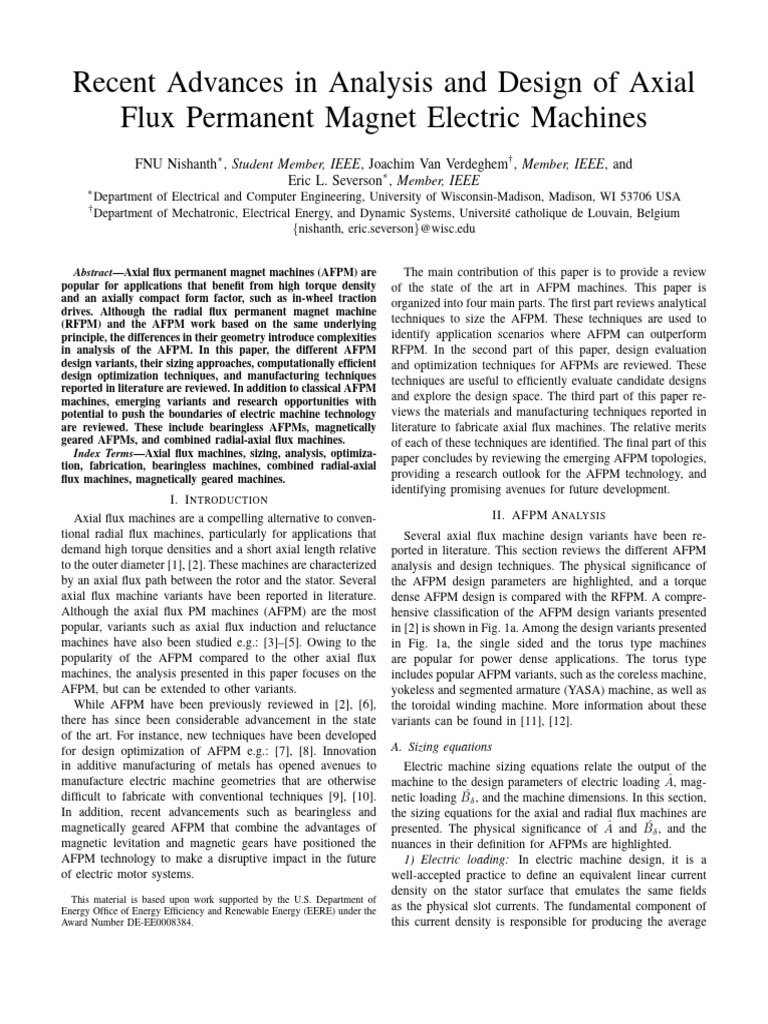 Advances in Axial Flux PM Machine Design | PDF | Finite Element Method ...