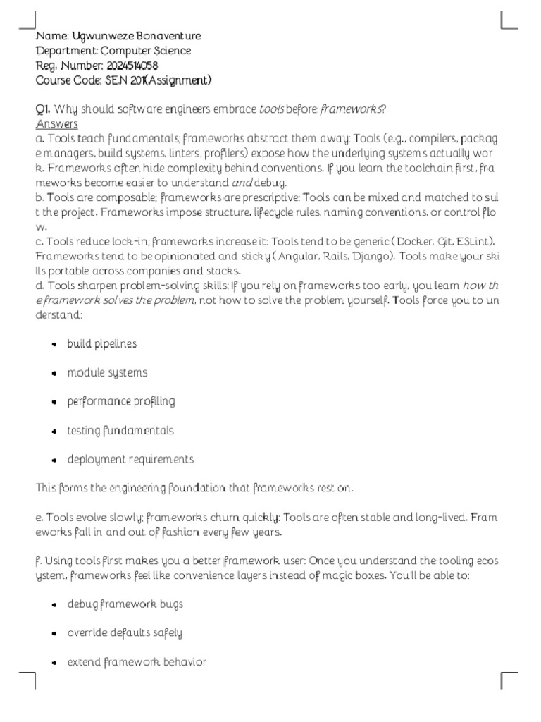 Sen Assignment by Uk Bonaventure | PDF