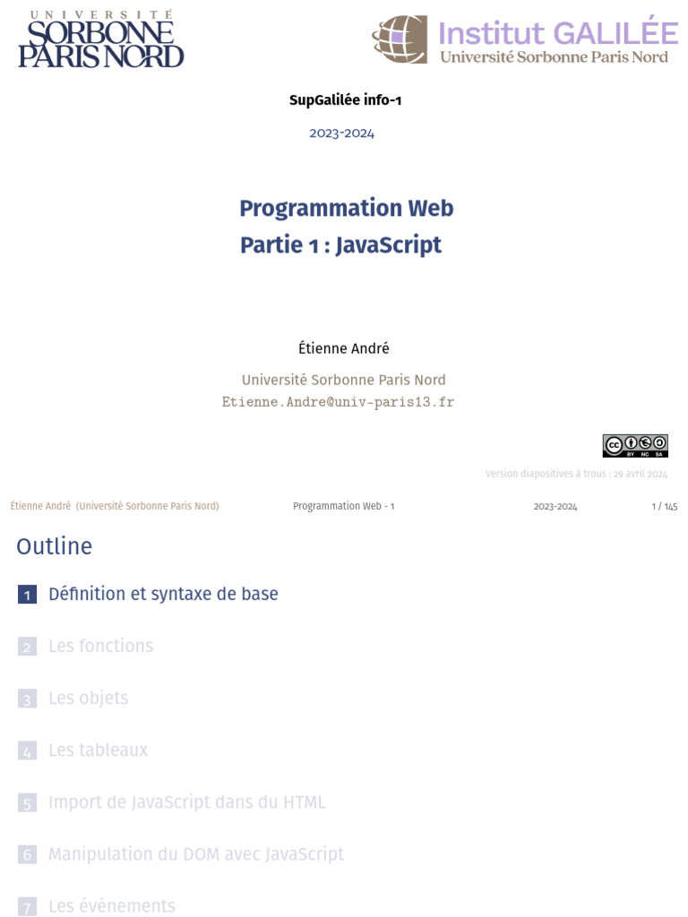 Introduction à JavaScript pour le Web | PDF | JavaScript | Langage de ...