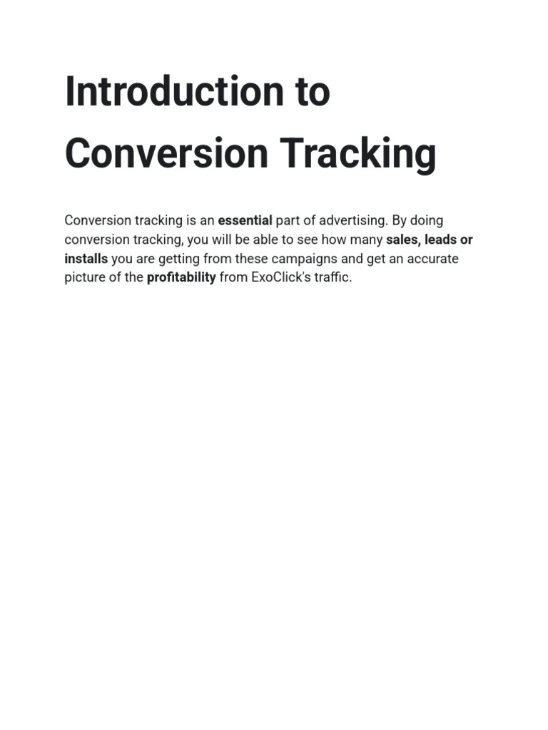 Conversion Tracking Guide for ExoClick | PDF