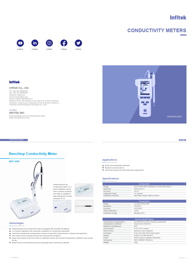 Benchtop Conductivity Meters Overview | PDF | Calibration | Salinity
