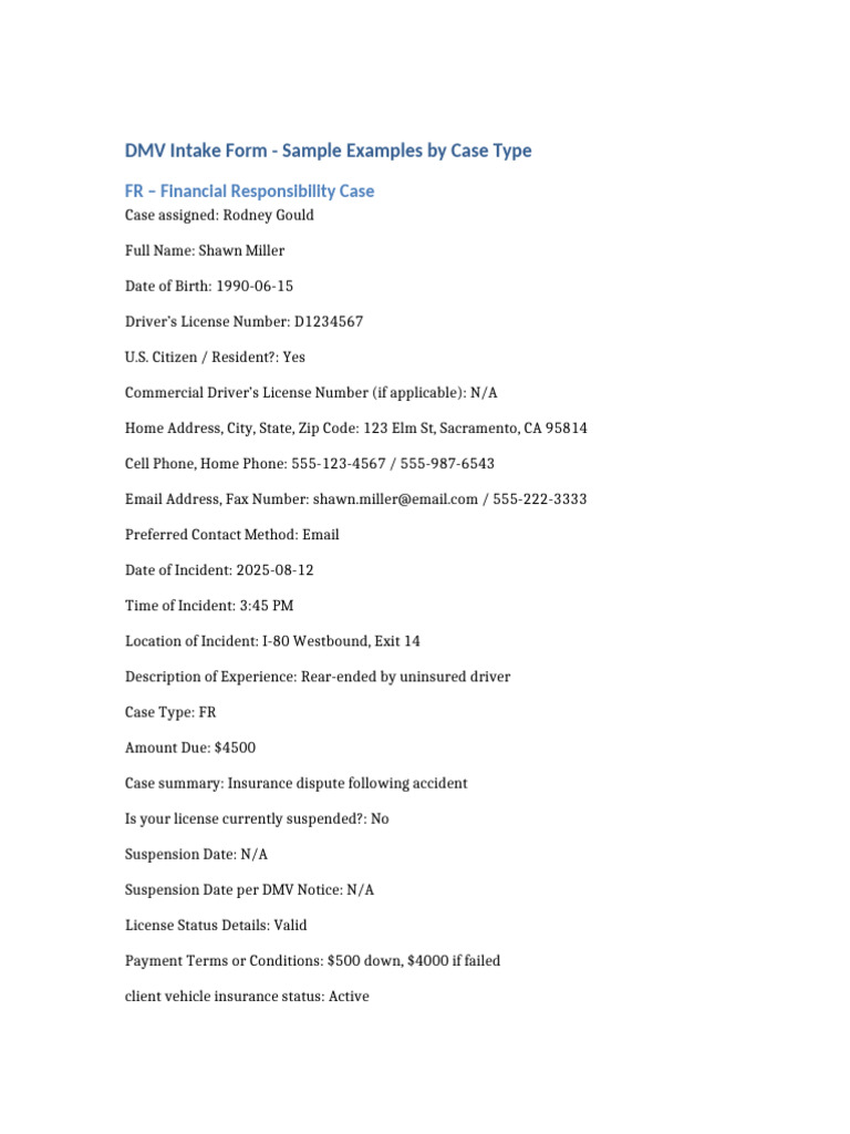 Dmv Case Samples | PDF | Insurance | Driving Under The Influence