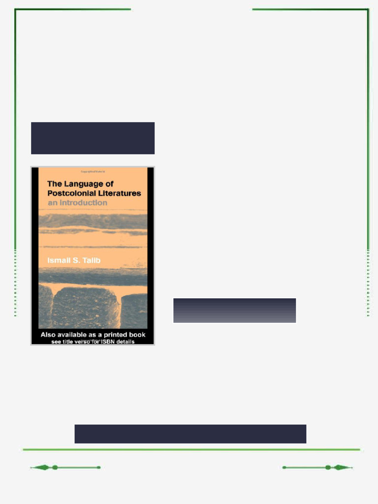 The Language of Postcolonial Literatures An Introduction 1st Edition ...