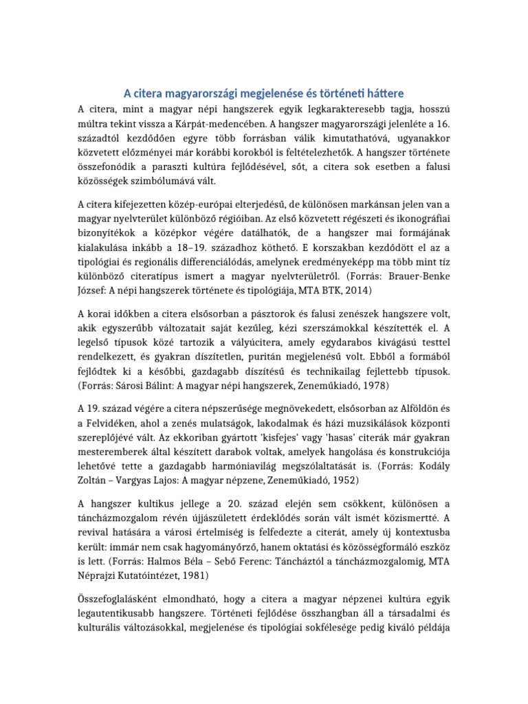 Citera_megjelenese_Magyarorszagon | PDF