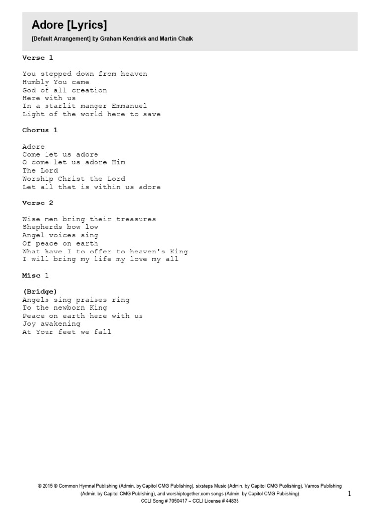 Adore Lyrics by Graham Kendrick | PDF