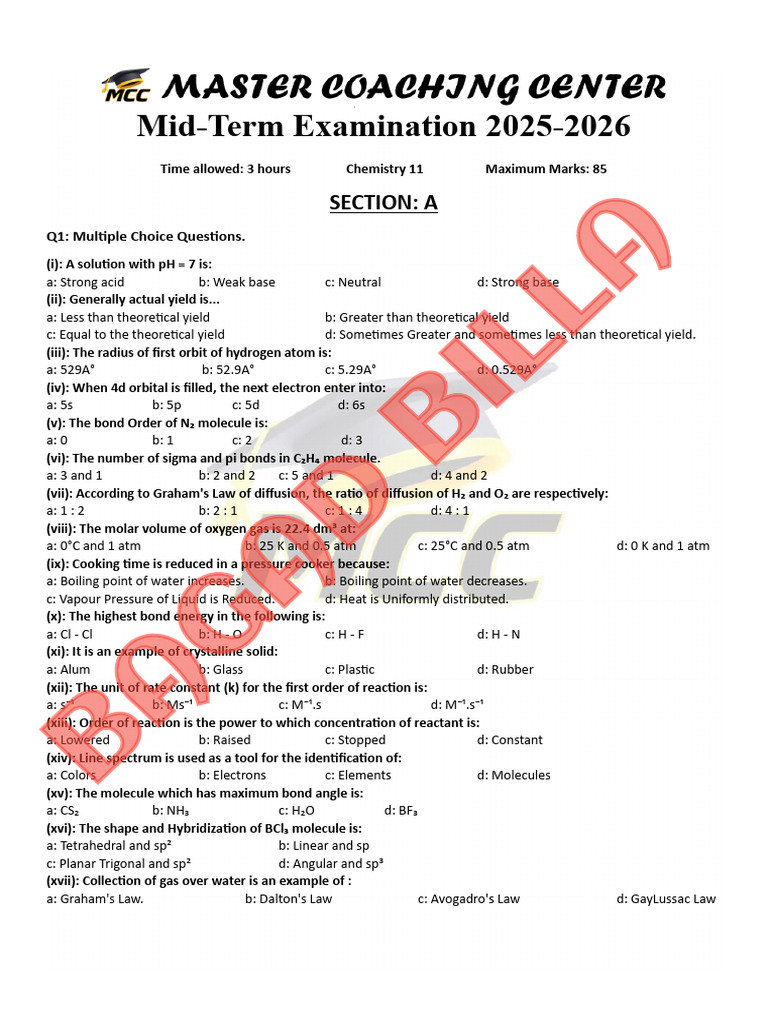 Chemistry and Computer Mid-Term Exam 2025 | PDF | Respiratory System | Mean
