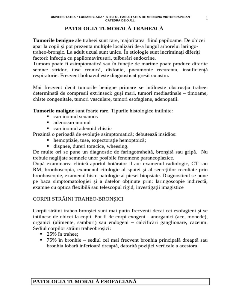 Trahee Esofag Adenopatii | PDF