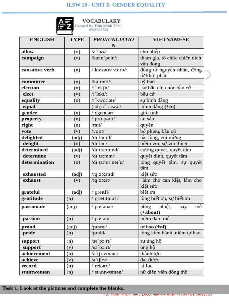 Gender Equality Vocabulary and Exercises | PDF | Woman | Gender Studies