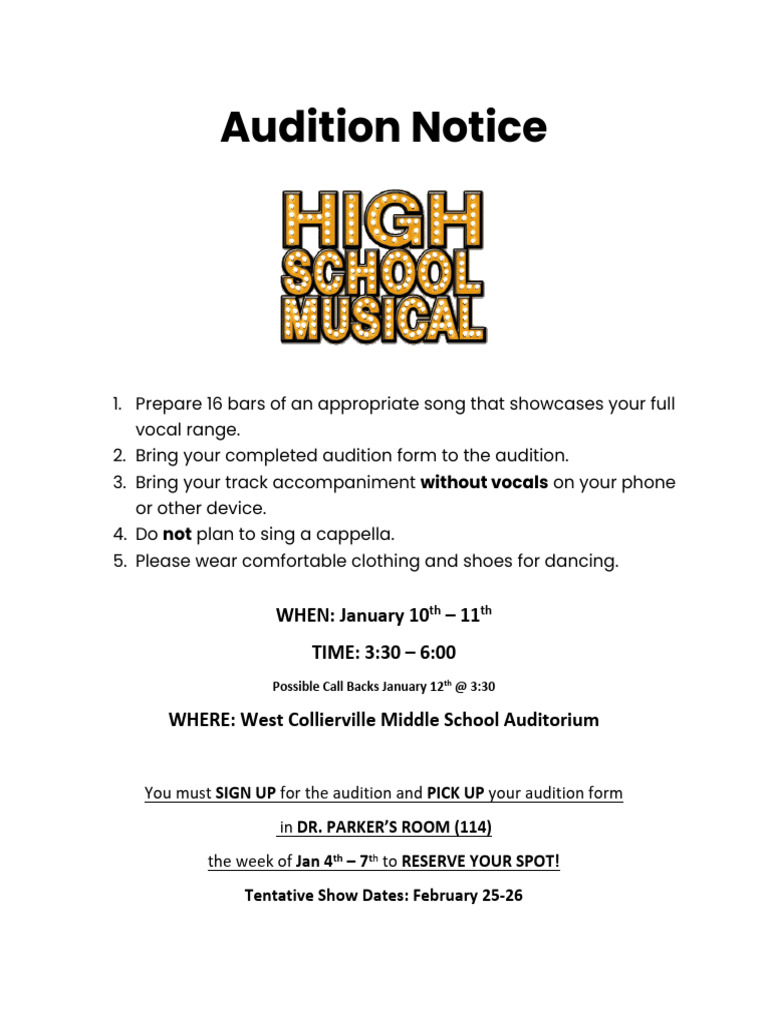 Audition Notice for Musical Performance | PDF