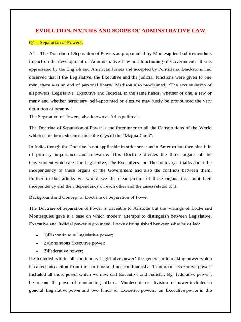 Understanding Separation of Powers in India | PDF | Rule Of Law ...