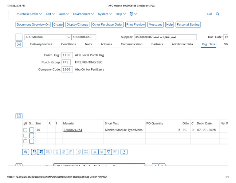 Purchase Order Details for AFC Material | PDF
