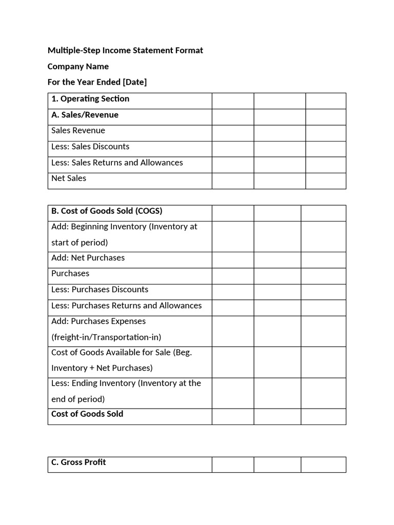 Multi-Step Income Statement Guide | PDF | Expense | Cost Of Goods Sold