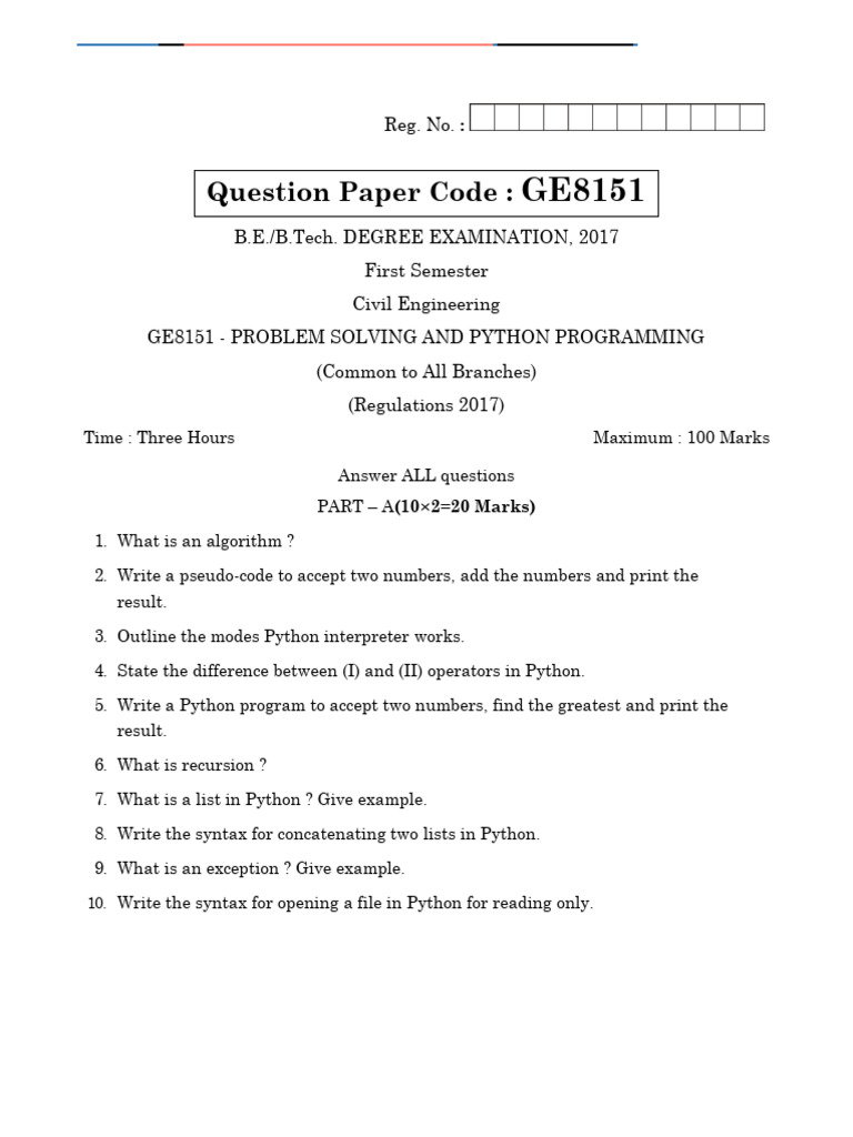 NOV 2017 | PDF | Python (Programming Language) | Algorithms